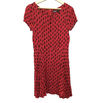 Dangerfield Women’s  Size 10 Dark Fuchsia Black Cat Mini Dress