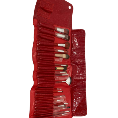 Ovonni Makeup Brush collection in Red Faux Crocodile Case