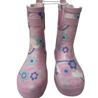Kaiser children’s gumboots pink rainbow flower colours size 11/12