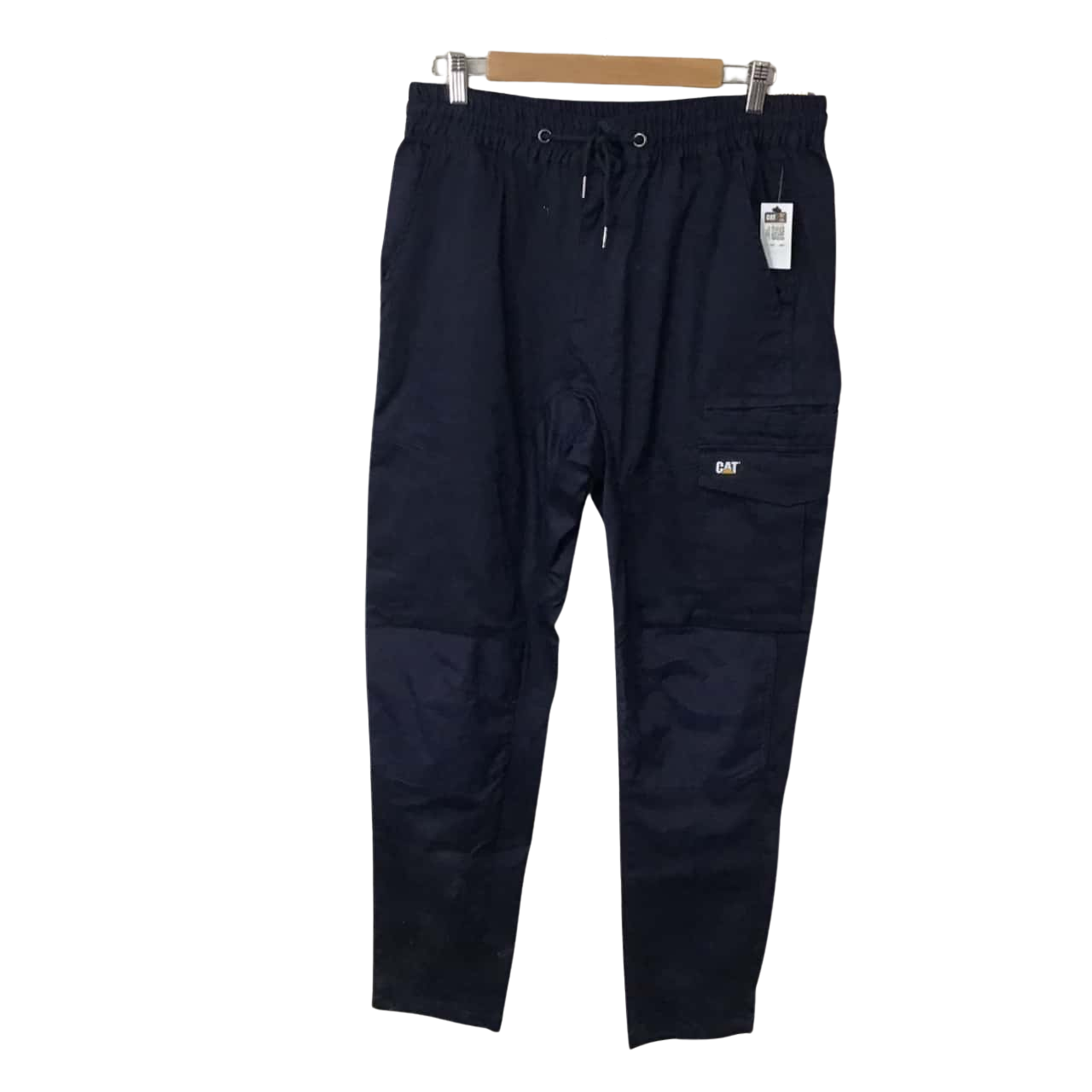 CAT Mens Size 34 Navy Blue Drawstring Waist / Zip Straight Leg Work
