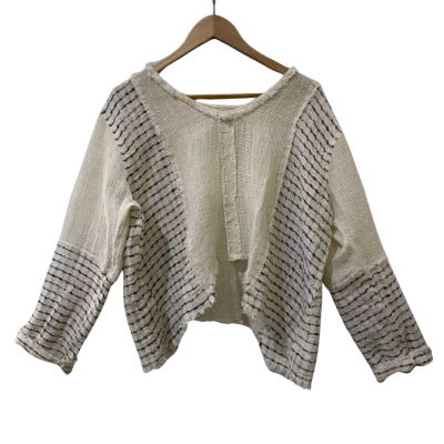Imagine Fashion Womens Size L Long Sleeve Top Off White/Black