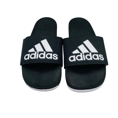 Adidas Mens  Size 10 / 11 Black  / White Flat Slides.   OLA
