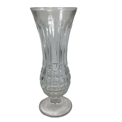Clear vintage Prescut footed clear glass bud vase