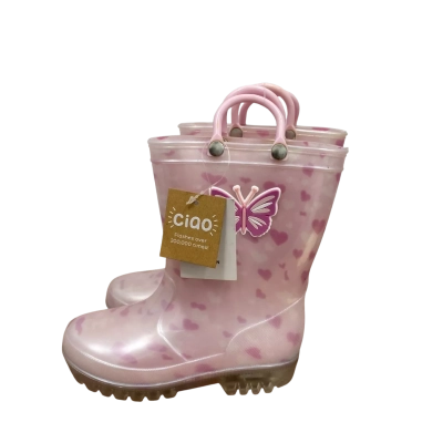  Kids Butterfly Flashing GumBoots -  Size 27 Pink  