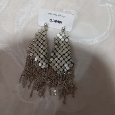Mimco Fringed Womens Earrings Silver 