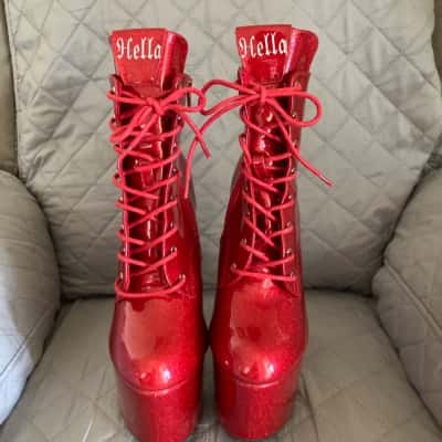 Hella Heels The Glitterati Women's  Size 38 Boots Red 