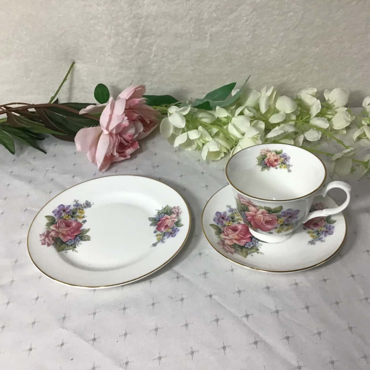 Crown Trent Floral Pattern Bone China Cup Saucer & Plate Set(s)