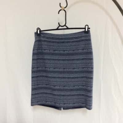 Ann Taylor Womens  Size 6 High Waist Skirt Navy Blue / Pattern / White 