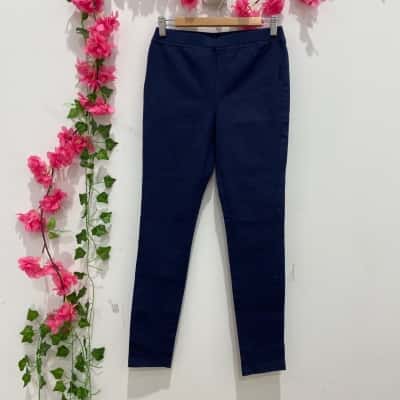 Calvin Klein Womens Slim Fit Pants Size M Navy Blue 