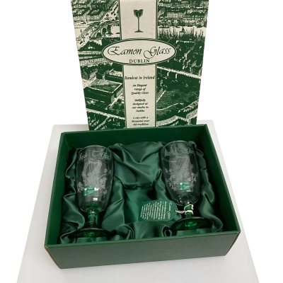 2 Vintage Eamon Irish Hand Etched Irish Coffee Glasses
