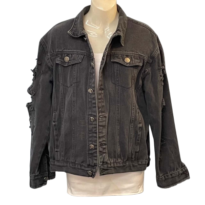 Trae Kongfu Unisex Size XL Denim Jacket Black/Grey