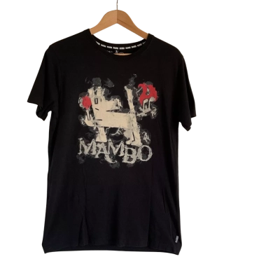 Mambo Mens  Size L Short Sleeve T-shirt Black  / Pattern 