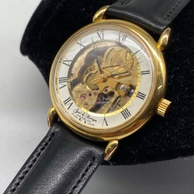  Swiss Incabloc Manual Wind James Huntington Skeleton Mens Watch, Working