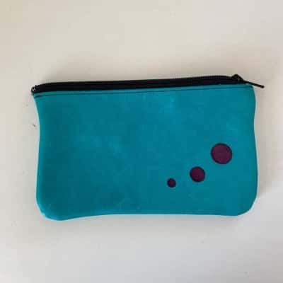 Green Leather Zip Purse 