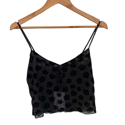 Monkl Womens  Size M Mesh Cami  Black  / Floral 