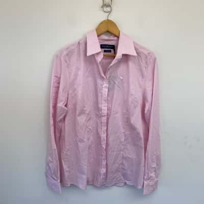 Ringers Western Pink Pinstriped Faith Dress Shirt  Size 14 