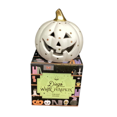 DUSK Diego White Pumpkin Tealight Holder in Box