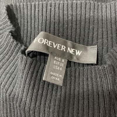 Forever New Womens  Size 8 Long Sleeve Dress / Pleated Dress Black  / Brown / Pattern 