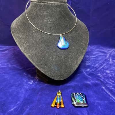 Ivana Designs Womens Choker Necklace Blue/Multicoloured/Orange/Silver 925