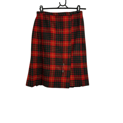 Elso Womens  Size 0 Pleated Skirt / Wrap Skirt Checked / Green / Red 