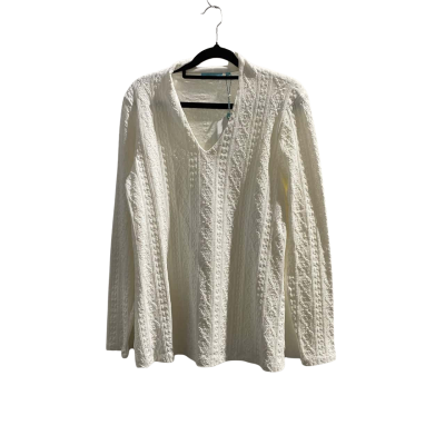 BNWT Blue Illusion Womens Size L Cream Cable Jacquard V-Neck Jumper RRP $99.99