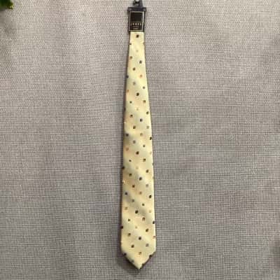 David Jones Mens Poly Tie multicoloured Blue / Burnt Orange / Gold / Pattern 