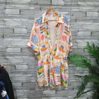 City Chic Womens  Size 16 Short Sleeve Playsuit Blue / Cream / Multicoloured / Red / Yellow 