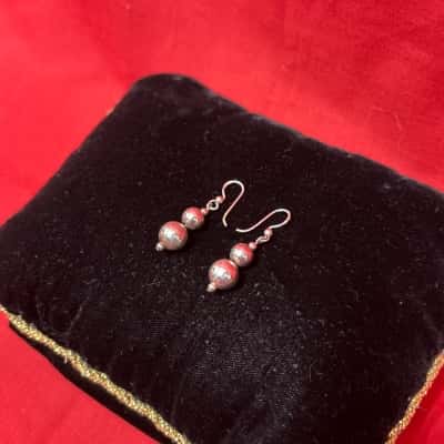 Women's Silver Beads Dangle Ear Rings  