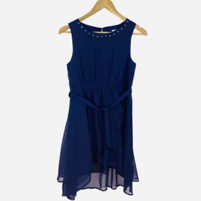 Origami - Navy Blue Layered Hem Dress (Size 16)