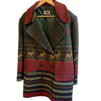 “VINTAGE -McGee”Raindeer wool blend jacket-  Womens  Size 10 / S Multicoloured 