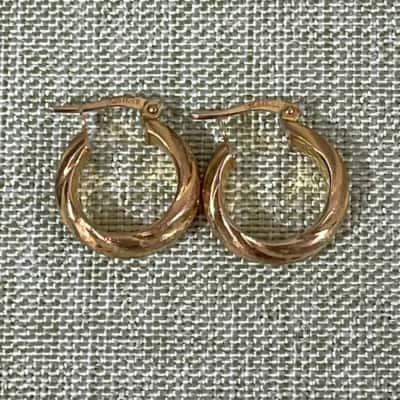 9 Carat (375) Gold Womens Small Hoop Earring, Made in Italy, 10mm Diameter
