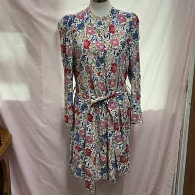 Witchery Womens  Size 10 Long Sleeve Dress Floral / White 
