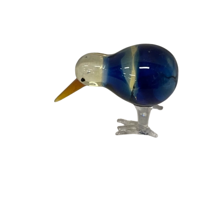 Hand made Glass Kiwi Blue & Clear Figurine 