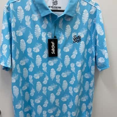  Salty Bird Mens Size L Blue Short Sleeve Shirt