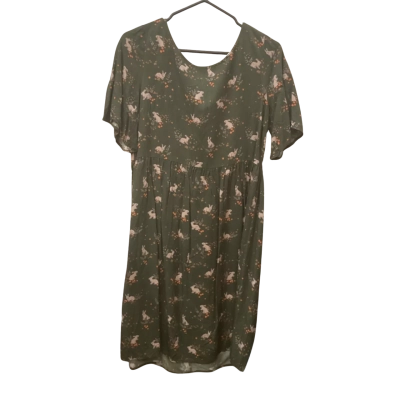 Womens Princess Highway Size 12 Rabbit Midi Dress Green / Orange / White 