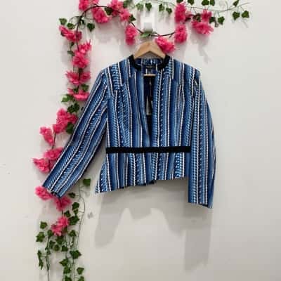 Oxford Womens  Size 14 Blazer Blue / Multicoloured / Pattern 