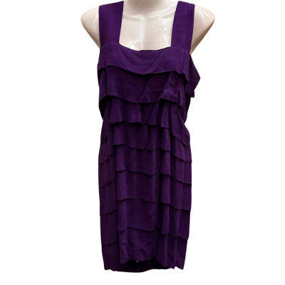 BETH ELLERY Size 12 Dark Purple 100% Silk Cocktail Mini Dress