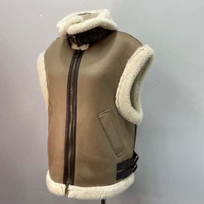 Zara Womens  Size S Faux Sheepskin Vest Jacket Natural 