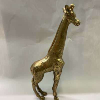 Solid Brass Giraffe Statue 