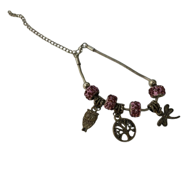  Womens Charm and Pendant Bracelet Pink / Silver