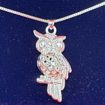 Owl Womens Necklace / Pendant Silver 925 stamped 
