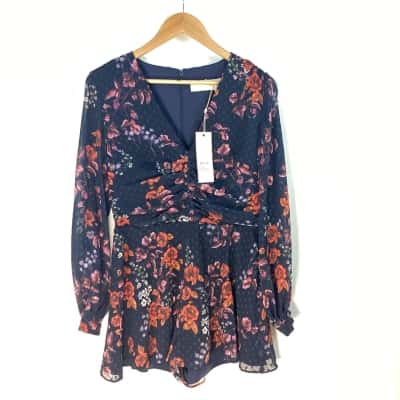 Keepsake the Label - Navy Flora Romper Playsuit (Size L)