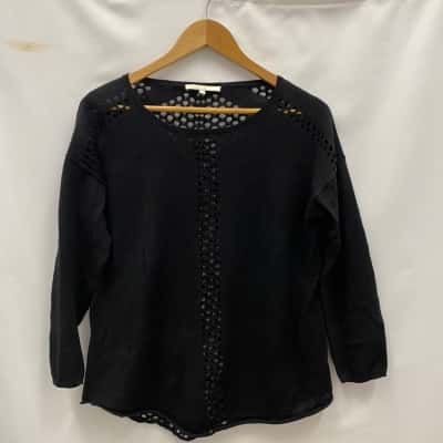 Maje Women's Knit Jumper /Top Size 2 Black  