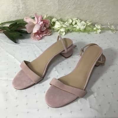 Witchery Womens Size 40 Dusty Pink Suede Leather Low Heel Ankle Strap Sandals   