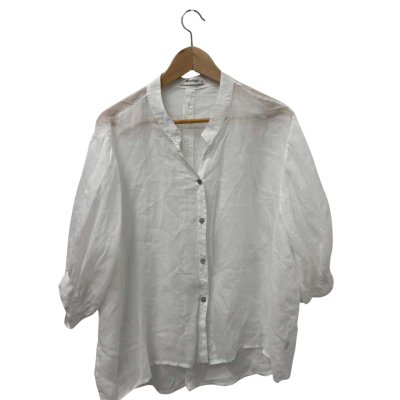 Worthier Womens  Size M/L  3/4 Sleeve Shirt White 