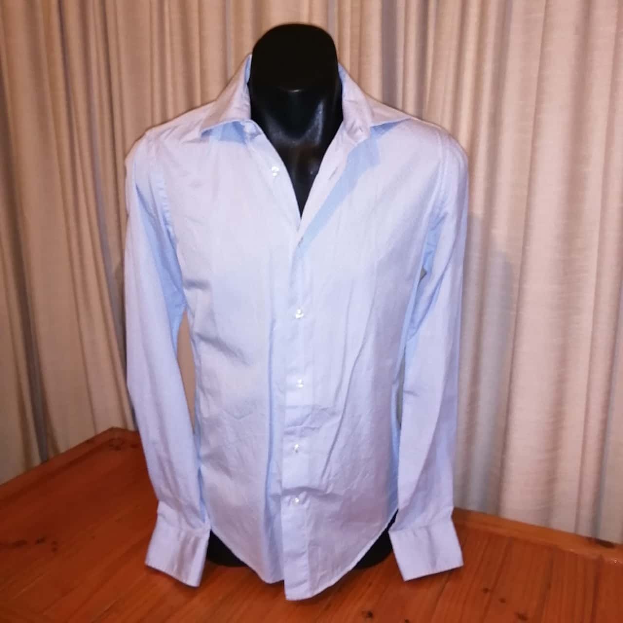 zara blue and white shirt