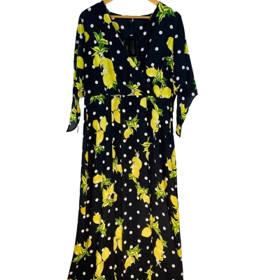 Crossroads - Lemon Print Maxi Dress (Size 18)