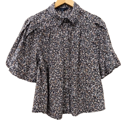French Connection Black/Brown Spotted Linen Shirt Size 10