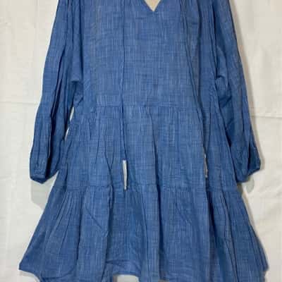 Seafolly Beach Edit Blue Chambray Tiered Mini Dress