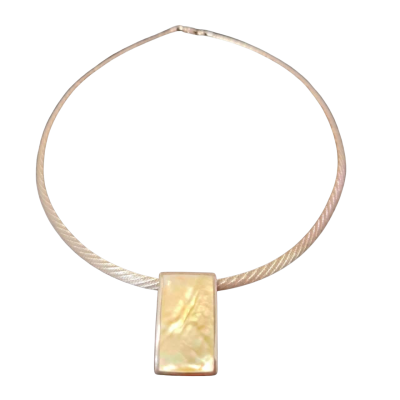 Womens 925 Silver Choker with mother of pearl 925 silver pendant